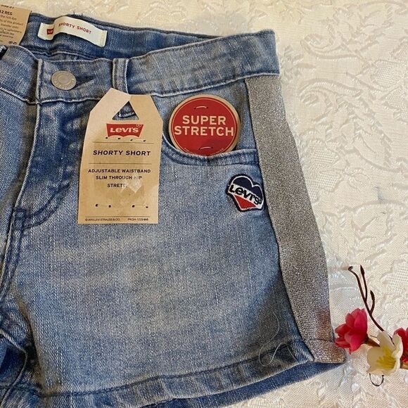 🎀Levi’s Girls Jean Short 12 Reg adjustable waist short Soft Stretch - Picture 4 of 8